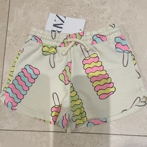 NWT Zara Plush Printed Cream Shorts Sz 3T